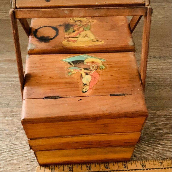 Vintage Handmade Wooden Serving Box - Picture 6 of 14